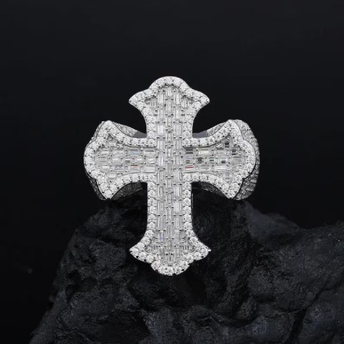 Bague hip hop rose croix