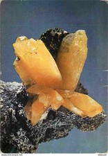 Mineraux - Anglesite - orthorhombic - nearly twice actual size - yellow prisms o