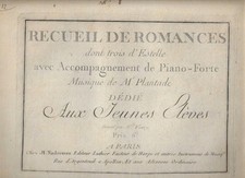 RECUEIL de ROMANCES dont trois d'ESTELLE musique de Mr PLANTADE - ca 1790