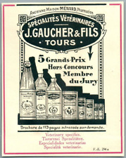 1928 J.Gaucher Spécialités Vétérinaires à Tours Publicité Ancienne Veterinary Ad