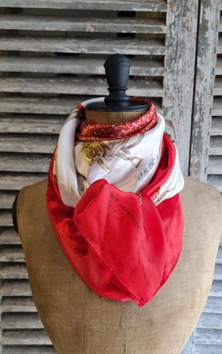 Ancien foulard soie - soie, carre