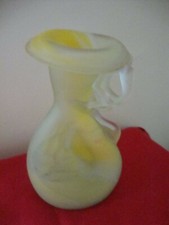 Vase Verre Pressé Jaune Blanc