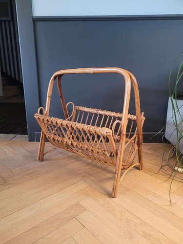 Porte revues vintage rotin - porte-revues, en