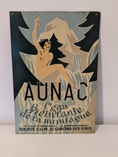 PLAQUE TOLE LITHOGRAPHIÉE 1950 AUNAC SAINT-GIRONS, EAU FRÉTILLANTE (No Émaillé )