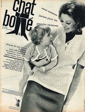 PUBLICITE ADVERTISING 124  1963  CHAT BOTTE   tricots en laine