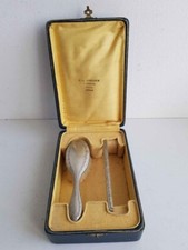 Coffret de naissance/baptême brosse et monture de peigne métal argenté