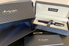 MONTEGRAPPA stylo plume Fortuna bleu fountain pen blue Montblanc platinum boîte