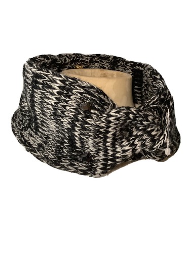 Scarf knitted black - black,, white