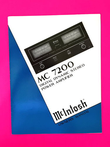 Mcintosh mc7200 owner - mcintosh, manual