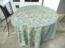 toile à matelas ancienne bleu à décors de fleurs époque art-déco