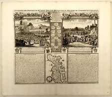 Gravure ancienne EMPEREURS DU JAPON  Atlas Gueudeville Châtelain XVIIIème siècle