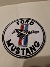 Patch Écusson Thermocollant Brodé Ford Mustang 9 Cm Blanc