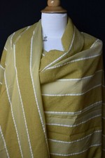 CELINE.Sublime voile laine coton soie rayé jaune moutarde et blanc.1M20