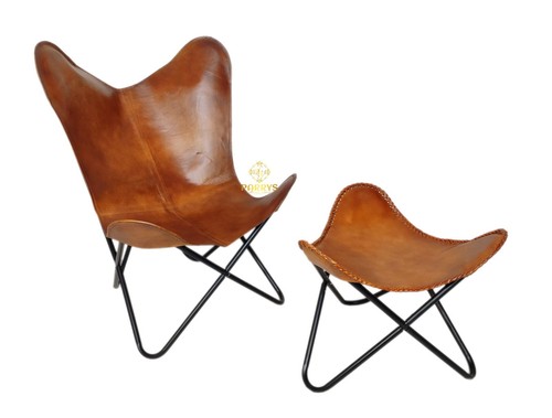 Set fauteuil papillon cuir - en,
