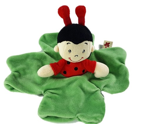 Doudou coccinelle rouge verte - coccinelle,