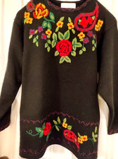 PULL hiver NOIR BRODE FEMME en