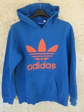 Sweat à capuche ADIDAS rétro vintage bleu orange Trefoil sport S