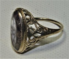 Solide 14k or Blanc Filigrane Bague Femmes Taille 4 W app.5 Carat Pierre 3 Gram