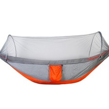 Double Portable Camping Travel Hammock Hanging Bed With Mosquito Net (Gray