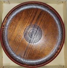 Plateau rond japonais en bois laqué marron artisanat traditionnel 21 cm