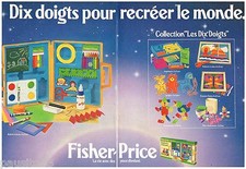 PUBLICITE ADVERTISING 095  1982  FISCHER PRICE  jeux jouets ( 2p) coll 10 DOIGTS