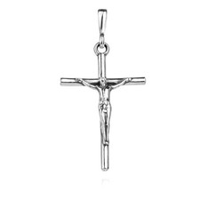 Collier religieux pendentif croix crucifix Jésus Christ en argent sterling...