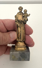 statuette Saint Antoine de Padoue Dorée Sur Socle En Marbre