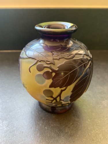 Vase boule gallé décor - vase, de