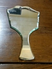 Ancien Miroir Saint Gobain Face À Main en Verre Biseauté Vintage