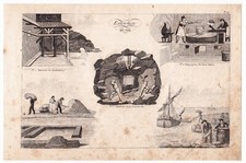 Gravure XIXe Extraction du Sel