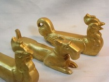 LOT 7 PORTE COUTEAUX ANIMALIER METAL DORE COQ CHIEN OISEAU CHAT VINTAGE