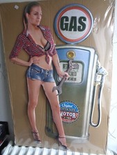 TOLE METAL PIN UP POMPE A ESSENCE GAS GARAGE 87 X 56 CM NO PLAQUE EMAILLE ANCIEN