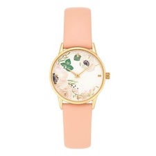 Montre fantaisie Fleurs Beige pour Femme