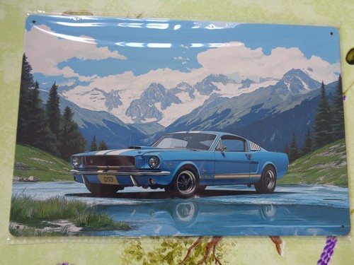 Plaque tole metal ford mustang - plaque,