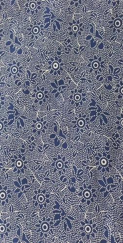 Coupon tissu fleurs bleu - coupon,