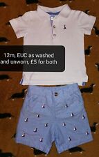 Polo blanc et short en jean chambray 12m 