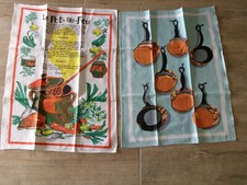 torchons de cuisine Vony France, coton anciens 1960 , comme neufs