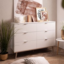 Commode Blanche 6 Tiroirs Buffet Bois Style Scandinave Salon Chambre Homestyle4u