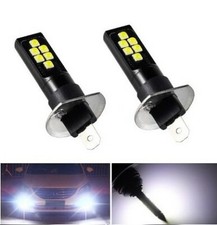 2x Ampoules H1 LED 12 SMD Blanc 6500K pour feux antibrouillards Auto Moto 12V