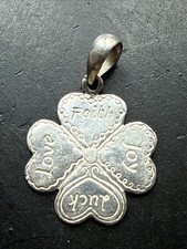 Ancien Pendentif Argent Massif 925 Créateur Breloque Art deco nouveau trèfles 