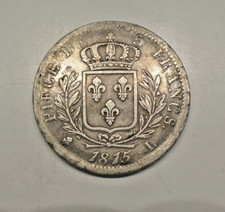 LOUIS XVIII 5 FRANCS 1815 L = BAYONNE BUSTE HABI PORTRAIT RARE RARE poids 24gr96