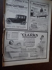 Henri GAUTHIER automobile + jouet STRUCTATOR + sel CLARKS pub ILLUSTRATION 1913