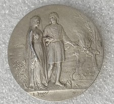 MEDAILLE DE MARIAGE EN ARGENT 1910 graveur Dropsy