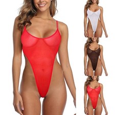 Justaucorps Femme Pyjama String Blanc/Rouge/Noir Moulant Body Coupe Haute