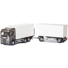 EMEK - Camion de couleur  gris avec remorque 1 + 1 essieu et hayon – SCANIA C...