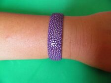 BIJOUX NEUF BRACELET "ESCLAVE" LAVANDE UNISEX DEMI JONC EN GALUCHAT VERITABLE