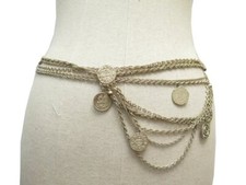 CEINTURE CHANEL CHAINE MEDAILLONS LOGO CC COLLIER T 85 METAL DORE BELT 2020€