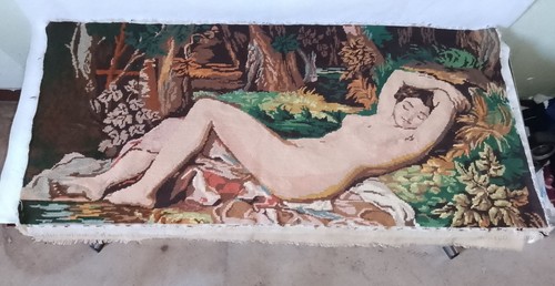 Ancien canevas femme nue - canevas,