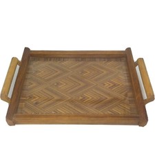 ANCIEN PLATEAU ART DECO EN BOIS ET MARQUETERIE 