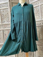 Robe chemise M viscose fluide STRADIVARIUS vert sapin